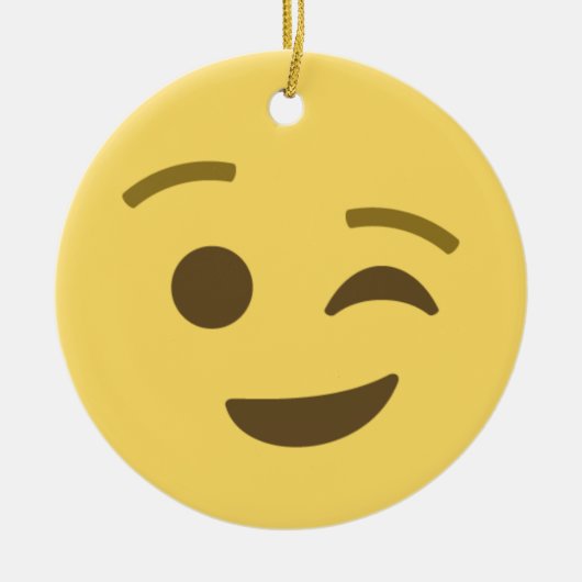 Winking Emoji Keramisch Ornament (Voorkant)