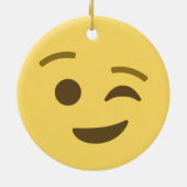 Winking Emoji Keramisch Ornament (Achterkant)