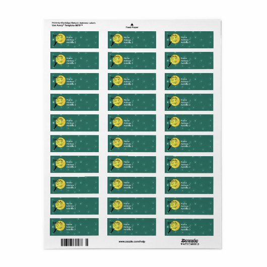 Winking Moon Man Ladder Reach for Moon Etiket (Full Sheet)