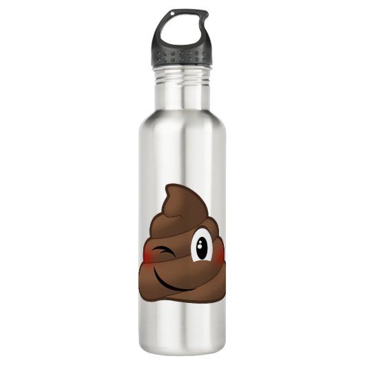 Winking Poop Emoji Waterfles (Voorkant)