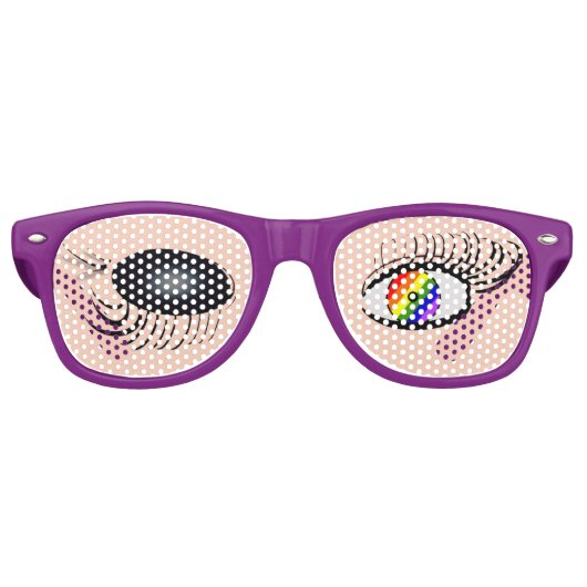 Winking Pride Grappige Ogen op Bril Retro Zonnebril (Voorkant)