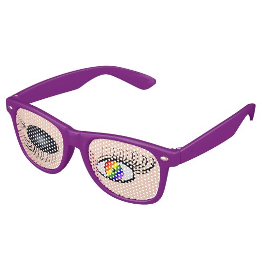 Winking Pride Grappige Ogen op Bril Retro Zonnebril (Gekanteld)