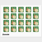 Winking Rendier Gepersonaliseerde Kerst Vierkante Sticker (Vel)