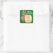 Winking Rendier Gepersonaliseerde Kerst Vierkante Sticker (Tas)