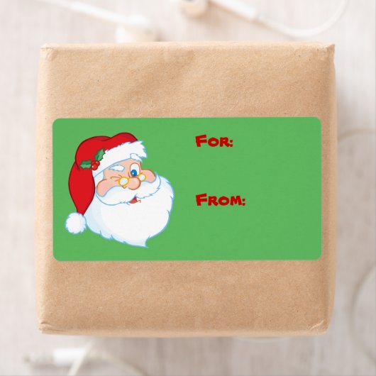 Winking Santa Christmas Gift Label Label (Insitu)