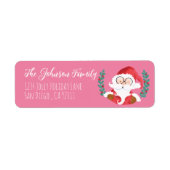 Winking Santa Pink Holiday Return Adres Labels (Voorkant)