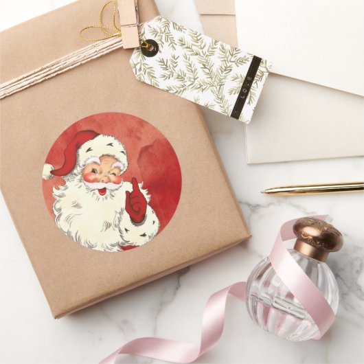  Winking Santa Ronde Sticker (Geschenken)