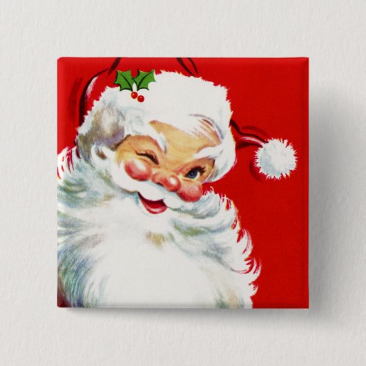 Winking Santa Vierkante Button 5,1 Cm (Voorkant)