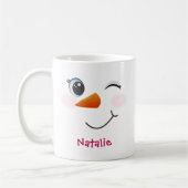 Winking Snowman gepersonaliseerde mok voor kindere (Links)