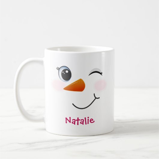 Winking Snowman gepersonaliseerde mok voor kindere (Links)