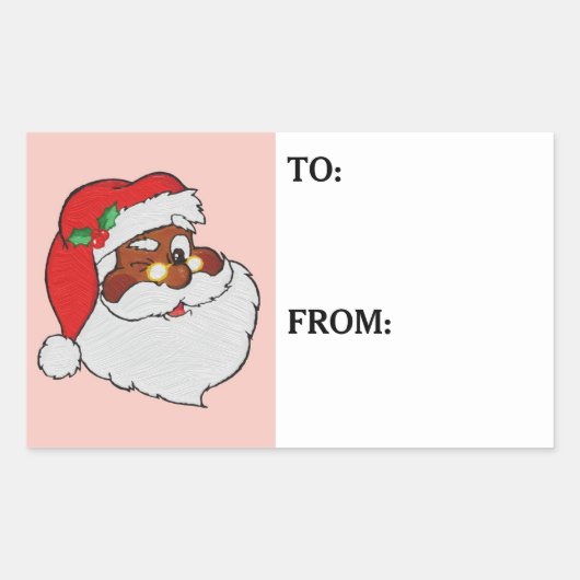  Winking Zwart Santa Gift Label Sticker (Voorkant)