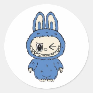 Winky Blue Bun Bite Ronde Sticker