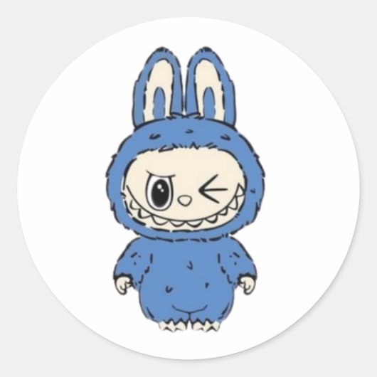 Winky Blue Bun Bite Ronde Sticker (Voorkant)