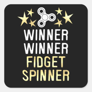 Winnaar Fidget Spinner Vierkante Sticker