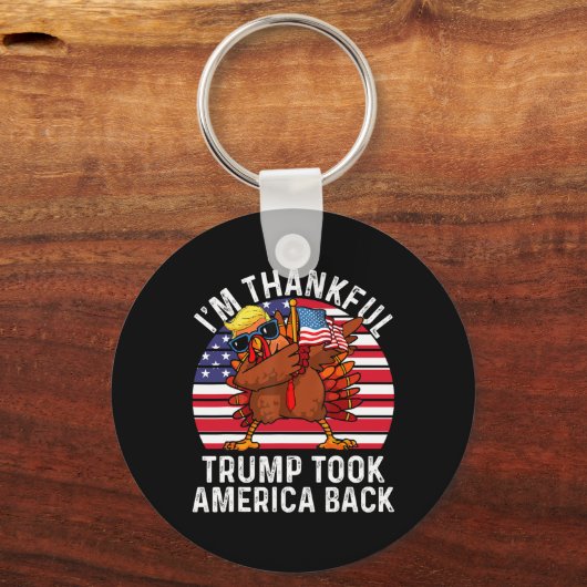 Winnaar Ik ben dankbaar dat Trump won nam Amerika Sleutelhanger (Voorkant)