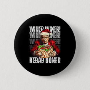 Winnaar Kebab Doner Dinner Trump Xmas Santa Ronde Button 5,7 Cm