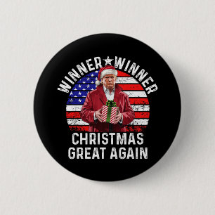 Winnaar Kerst Grote Opnieuw Trump Funny Hu Ronde Button 5,7 Cm