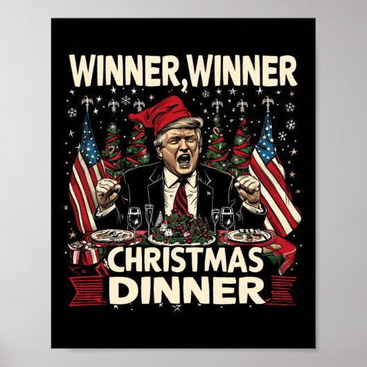 Winnaar Kerstdiner Dankbaar Trump Sant Poster (Voorkant)