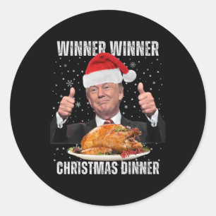 Winnaar Kerstdiner Humor Funny Trump X Ronde Sticker