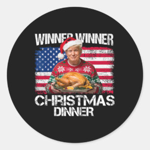 Winnaar Kerstdiner Santa Funny Trump C Ronde Sticker