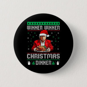 Winnaar Kerstdiner Santa Trump Ugly Sw Ronde Button 5,7 Cm
