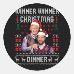 Winnaar Kerstdiner Santa Trump Vance U Ronde Sticker