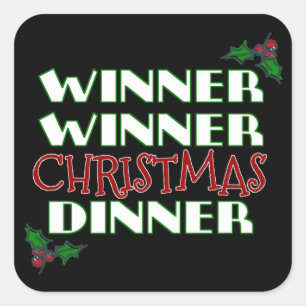 Winnaar kerstdiner vierkante sticker
