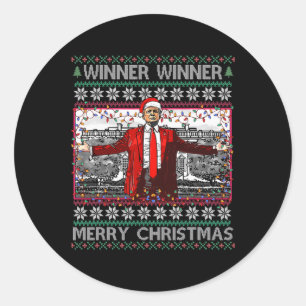 Winnaar Merry Christmas Funny Santa Trump 20 Ronde Sticker