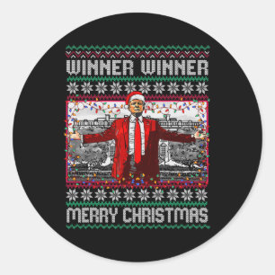 Winnaar Merry Christmas Funny Santa Trump 20 Ronde Sticker