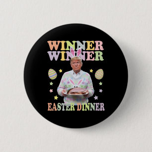 Winnaar Paasdiner President Trump Happy Ronde Button 5,7 Cm