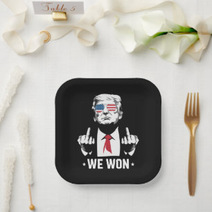 Winnaar Trump We Won Inauguratie Dag 47th Papieren Bordje