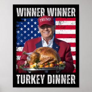 Winnaar Winnaar Kalkoen Diner Humor Grappig Trump Poster