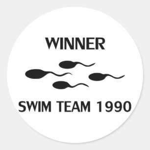 winnaar zwemteam 1990 pictogram ronde sticker