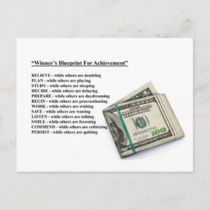 winnaars blauwdruk voor prestaties briefkaart