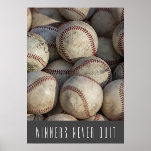 Winnaars houden nooit Inspirerend honkbal uit Poster (Voorkant)