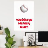 Winnaars Nooit stoppen met Inspirerend honkbal Pop Poster (Thuiskantoor)