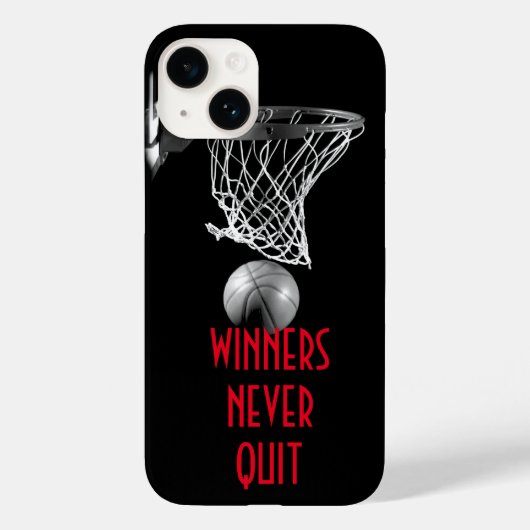 Winnaars stoppen nooit met basketbal Case-Mate iPhone case (Achterkant)