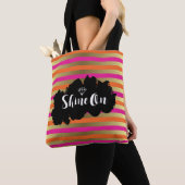 Winnen op roze, roze en faux gouden metalen streep tote bag (Dichtbij)