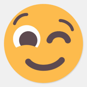 Winnend Face Cute Schattige Emoji Editable Colors Ronde Sticker
