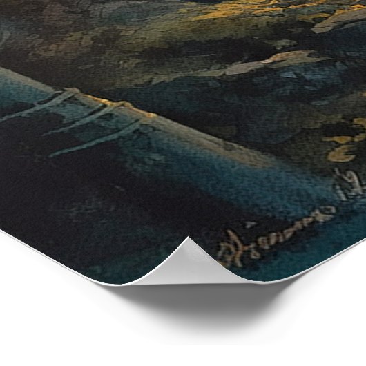 Winnend weg door bossen bij schemering poster (Hoek)