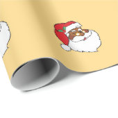 Winnende Afrikaanse Amerikaanse kerstman Cadeaupapier (Rol Hoek)