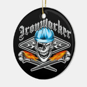 Winnende ijer Skull en Spud Wrenches 7 Blue Keramisch Ornament (Links)