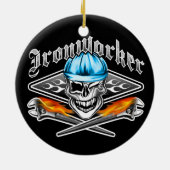 Winnende ijer Skull en Spud Wrenches 7 Blue Keramisch Ornament (Achterkant)