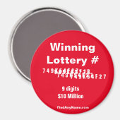 Winnende Lottery Number Magnet Magneet (Voorkant / Achterkant)