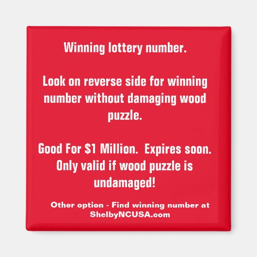 Winnende Lottery Number Magnet Magneet (Voorkant)