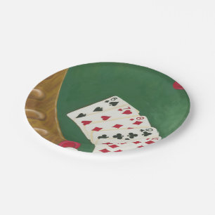 Winnende poker zes tot tien papieren bordje