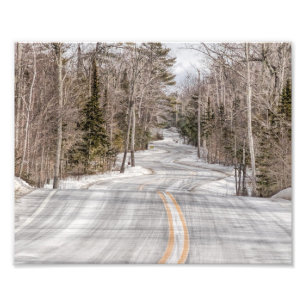 Winnende Winter Road in Door County Foto Print Afdruk