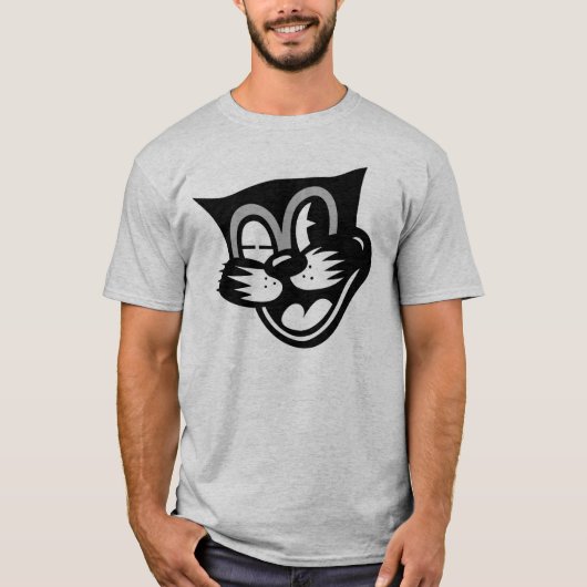 Winnende zwarte kat t-shirt (Voorkant)