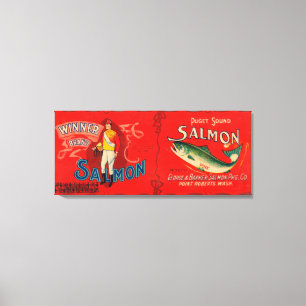 Winner Brand Salmon Label Canvas Afdruk