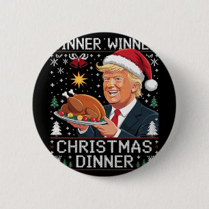 Winner Winner Kerst Dinner Santa Trump Lelijke Tru Ronde Button 5,7 Cm